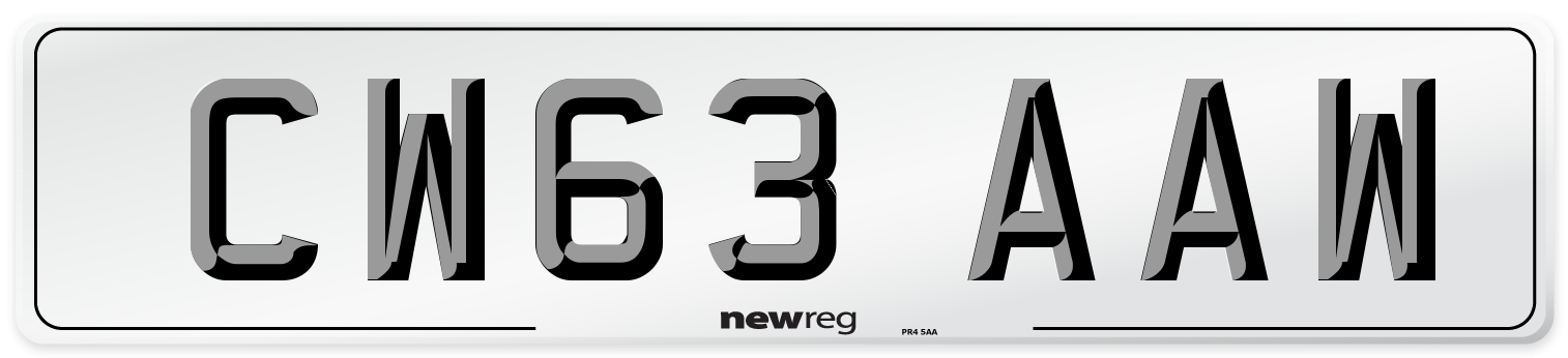CW63 AAW Number Plate from New Reg